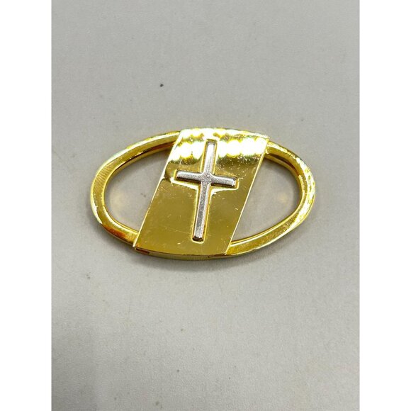 Religious Keyring Cross Design Gold Oval Travel Prayerfully Carefully Keychain - Picture 3 of 5